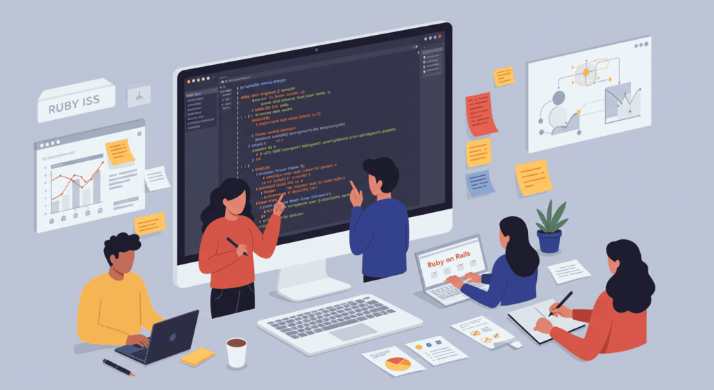 Dev team debugging code